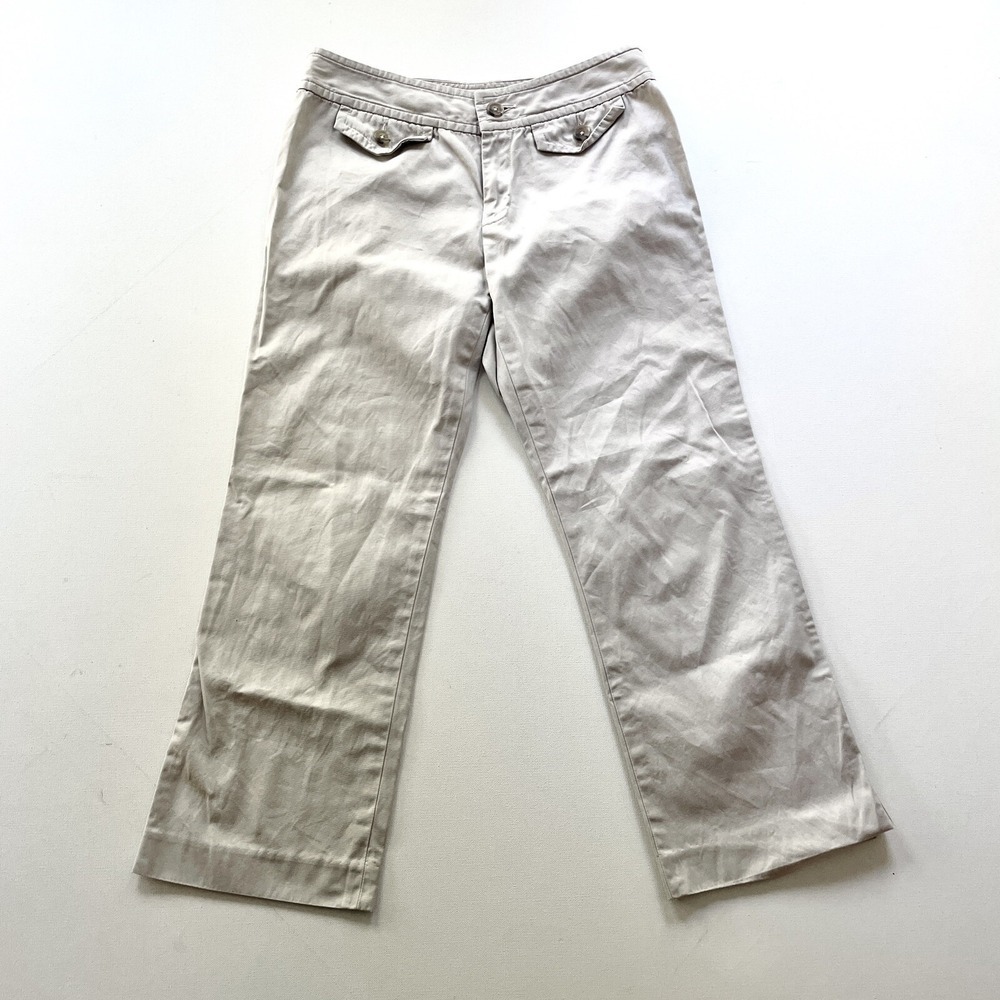 Banana Republic Trousers Pants Women's 2 Khaki Wide Leg Cotton Casual Office